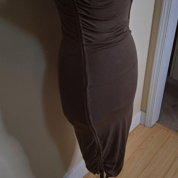 Good American Rouched side jersey long sleeve knee length dress SZ  S - Picture 6 of 9